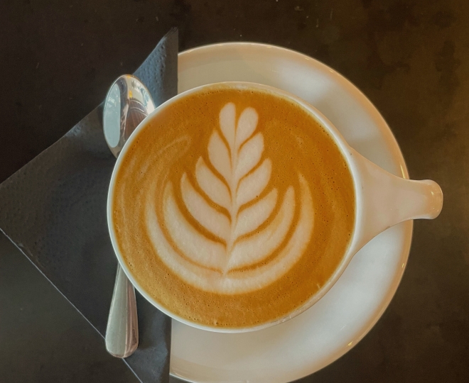 Cappuccino milk art at Cartel Coffee Roasters