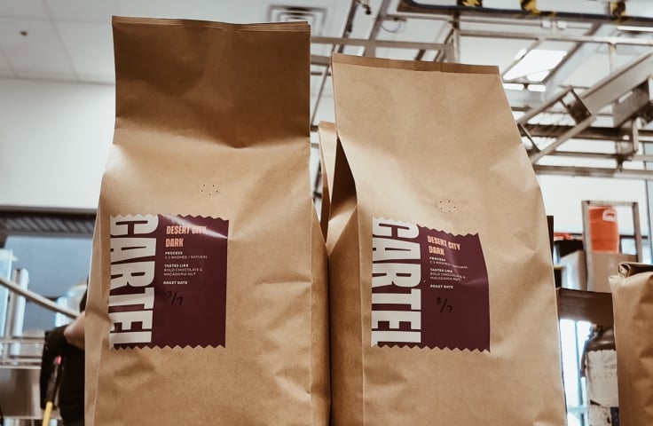 2 bags of Cartel Coffee beans at Cartel Coffee Roasters