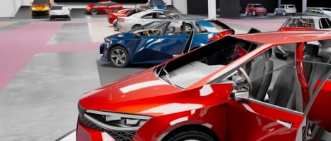 A bunch of cool looking cars at the Barrett Jackson auction