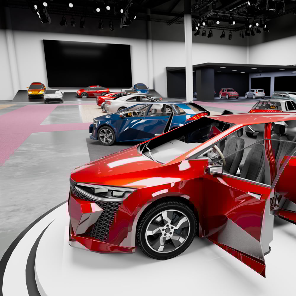 A bunch of cool looking cars at the Barrett Jackson auction