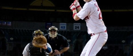 A man at bat during an MLB spring training game in Phoenix