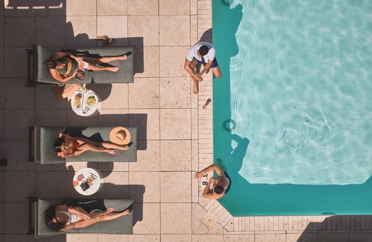 Aerial view of the pool at The Camby