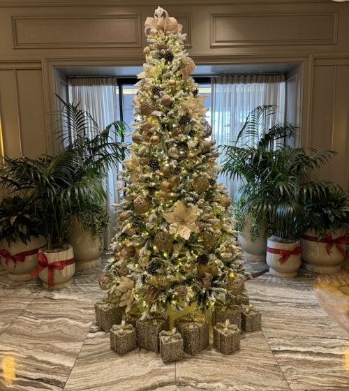 Christmas at The Camby. Christmas tree, lobby